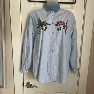 VINTAGE Solutions Seersucker Embroidery Top